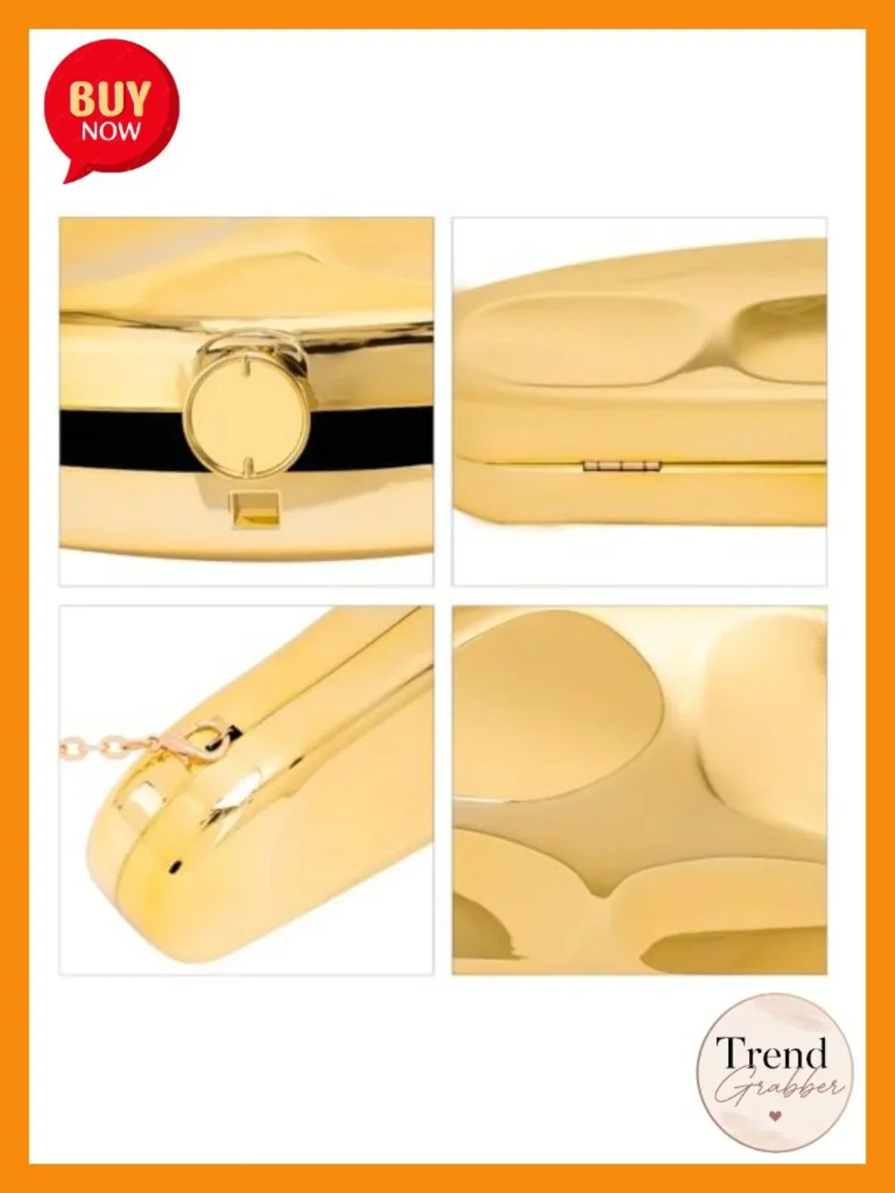 Acrylic Shell Clutch Purse with Detachable Chain, Evening Bag for Wedding Party